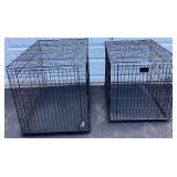 Two Dog Kennels - Metal Wire with Plastic Base Tray