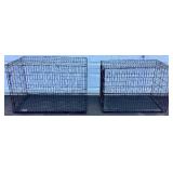 Two Dog Kennels - Metal Wire with Plastic Base Tray