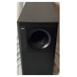Set of Bose Redline Double Cube Surround Sound Swivel Speakers - Wiren on Black Metal Floor Stands with Bose Sub-Woofer