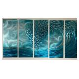 3D Wall Art 5 Coastal Wave Panel Aluminum Sculpture