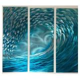 3D Wall Art 5 Coastal Wave Panel Aluminum Sculpture