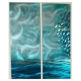 3D Wall Art 5 Coastal Wave Panel Aluminum Sculpture