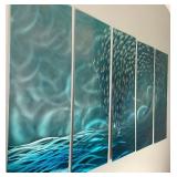 3D Wall Art 5 Coastal Wave Panel Aluminum Sculpture