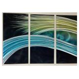 NEW Metal Art 5 Panel Handcrafted Aluminum 3D Artwork - Black, Yellow and Teal