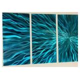 5 Panel Blue 3D Metal Art Handcrafted Aluminum