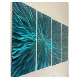 5 Panel Blue 3D Metal Art Handcrafted Aluminum