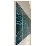 5 Panel Blue 3D Metal Art Handcrafted Aluminum