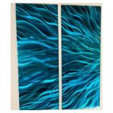 Blue Cosmic Energy Metal Wall Art Handcrafted Aluminum - 5 Panels