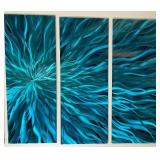 Blue Cosmic Energy Metal Wall Art Handcrafted Aluminum - 5 Panels
