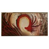 NEW Seekland Art Handpainted Abstract Oil Canvas Painting - Red, Black and Gold - 48" x 24"