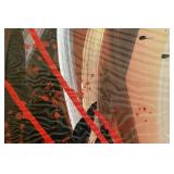 NEW Seekland Art Handpainted Abstract Oil Canvas Painting - Red, Black and Gold - 48" x 24"