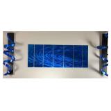 Jon Allen Vibrant Blue Metal Multi- Panel Aluminum Artpiece plus 2 "Blue Knight" Aluminum Ribbon Panels
