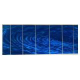 Jon Allen Vibrant Blue Metal Multi- Panel Aluminum Artpiece plus 2 "Blue Knight" Aluminum Ribbon Panels