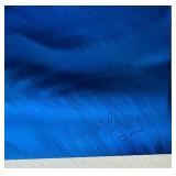Jon Allen Vibrant Blue Metal Multi- Panel Aluminum Artpiece plus 2 "Blue Knight" Aluminum Ribbon Panels
