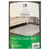 NEW Two Grey Faux Fur Area Rugs - 5