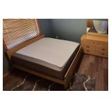 MCM 6 Drawer Blonde Wood Dresser with Beveled Mirror and Matching Full Size Headboard and Nectar Full Mattress