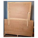 MCM 6 Drawer Blonde Wood Dresser with Beveled Mirror and Matching Full Size Headboard and Nectar Full Mattress