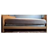 MCM 6 Drawer Blonde Wood Dresser with Beveled Mirror and Matching Full Size Headboard and Nectar Full Mattress
