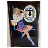 Vintage Lowenbrau Dark Special Bar Mirror and 1992 St Pauli Girl Tin Embossed Beer Sign