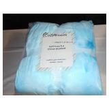 CozyBloom Light Blue Faux Fur Fluffy Blanket Plush Fuzzy Throw Blanket for Bed