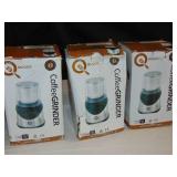 Lot of 3 QUOCCI Electric Coffee & Spices Grinder - Stainless Steel Finish