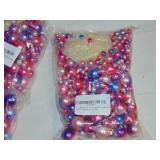 Lot of 42 - Floating NO Hole Faux Pearls Beads for Vases Gradient Blue-Pink-Purple W/ Hydration Beads