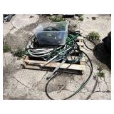 Lot of Garden Hoses, Expandable Hose with Fittings and Water Pump on Pallet