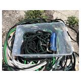 Lot of Garden Hoses, Expandable Hose with Fittings and Water Pump on Pallet
