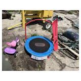 Radio Flyer Pink and Purple Tricycle, Little Tikes Mini Trampoline with Handle Bar and Spider-Man Snow Sled