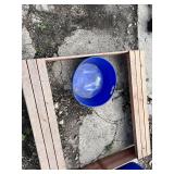 Igloo Cooler with Sand Toys, Wooden Sandbox Frame, and Misc. Yard Items