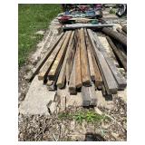 Lot of Weathered Dimensional Lumber and Timber Posts Including 4x4 and Larger Sections Approximately 8 in Length