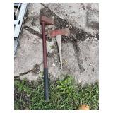 Wood Chipper Sledgehammer and Vintage Axe Head with Handle