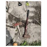 Wood Chipper Sledgehammer and Vintage Axe Head with Handle