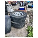 Lot of 4 Michelin LT265/70R17 Tires on White Steel Wheels