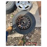 Lot of 3 Wheels and Tires Including Bridgestone Dueler H/P 235/65R on 5-Lug Alloy Wheel, Laufenn G Fit 195/60R15 on Steel Rim, and Dodge Rim