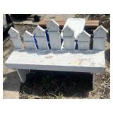 White Painted Wood Decorative Birdhouse Picket Fence Garden Bench 47 Inches Wide
