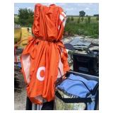 Gladiator Storage Rack with Gatorade Shade Tent and 14x12 Tent
