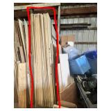 Lot of Assorted Sheet Goods and Lumber Including MDF, Particle Board, Plywood, Melamine and Solid Wood Panels (within the red outline)