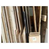 Lot of Assorted Lumber and Wood Materials Including Plywood Sheets, Trim Boards, MDF, Pegboard, OSB and Dimensional Lumber