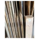 Lot of Assorted Lumber and Wood Materials Including Plywood Sheets, Trim Boards, MDF, Pegboard, OSB and Dimensional Lumber