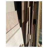 Assorted Sheet Goods and Lumber Including Walnut Veneer Plywood, MDF, OSB, Raised Panel Door Blanks and Dimensional Lumber