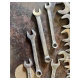 Lot of Combination Wrenches Including Easco 18mm, Allen 13mm USA, Durabuilt 10, Thorsen 10mm, Pittsburgh 7mm, and Various Metric Sizes from 7mm to 19mm