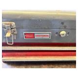 Sears Craftsman Metal Toolbox with Hacksaw, Tape Measure, Utility Knife, Pliers, Scissors and Assorted Hand Tools