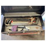 Sears Craftsman Metal Toolbox with Hacksaw, Tape Measure, Utility Knife, Pliers, Scissors and Assorted Hand Tools