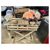 TC250B-1 Wet Tile Saw 2.5HP 120V 3340RPM on Folding Stand with Masonry Trowels and Hand Tools