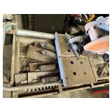 TC250B-1 Wet Tile Saw 2.5HP 120V 3340RPM on Folding Stand with Masonry Trowels and Hand Tools