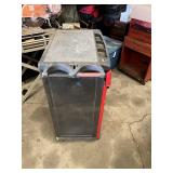 Workforce Style Rolling Garage Storage Cabinet with Drawer, 2 Shelves and Red Metal Perforated Doors on Casters