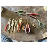 Assorted Pliers Including Slip Joint, Needle Nose and Long Nose Styles with Various Handle Colors