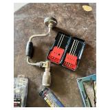 Lot of Drill Bits, Hand Brace Drill, Flexible Shaft Tool, and Screwdriver Bit Set