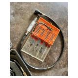 Lot of Drill Bits, Hand Brace Drill, Flexible Shaft Tool, and Screwdriver Bit Set